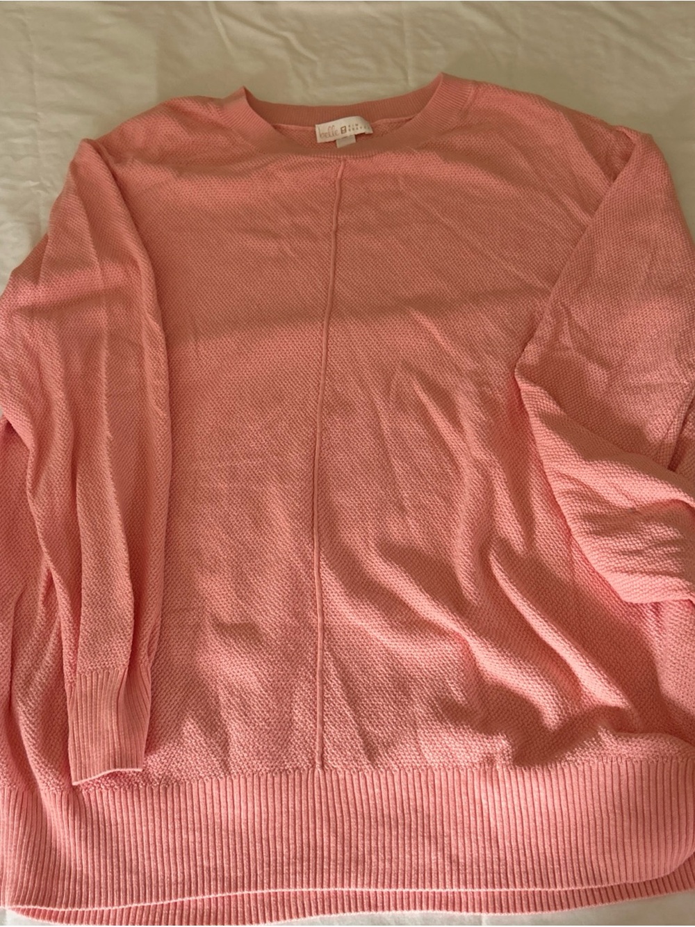 Belle by Kim Gravel Coral Pink Lightweight Crewneck Sweater